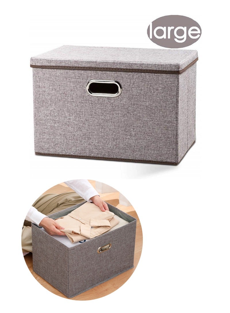تابيت 1 قطعة كبيرة الحجم الملابس تخزين مربع مع غطاء ، مربعات مكعبات قابلة للطي لتخزين وتنظيم الملابس ألعاب الكتب الألعاب ، منظم الملابس القابلة للغسيل (رمادي) - Image 2