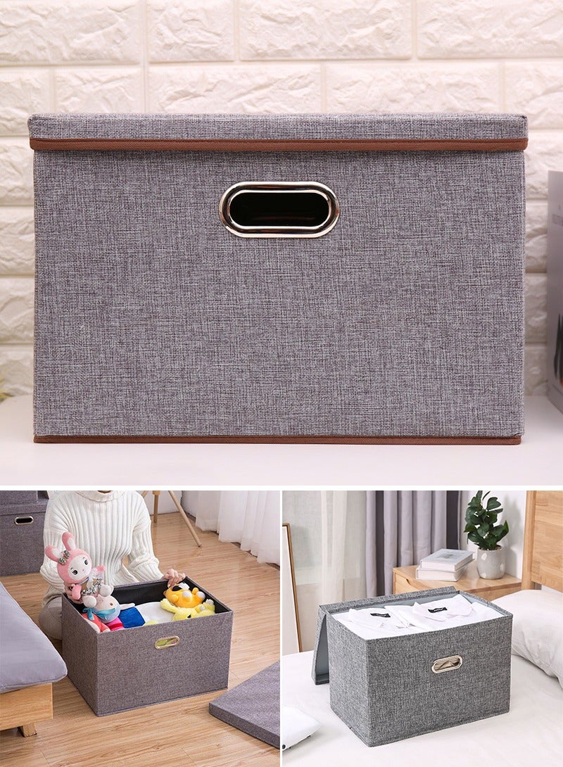 تابيت 1 قطعة كبيرة الحجم الملابس تخزين مربع مع غطاء ، مربعات مكعبات قابلة للطي لتخزين وتنظيم الملابس ألعاب الكتب الألعاب ، منظم الملابس القابلة للغسيل (رمادي) - Image 1