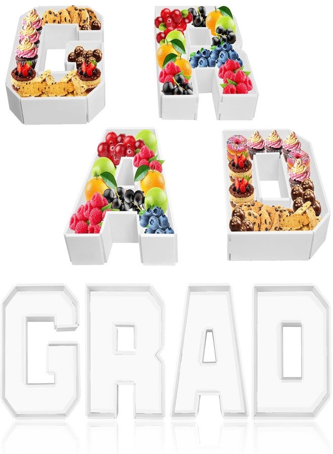 Denylo pro Grad Charcuterie Fillable Grad Cardboard Letter Snap on Splicing Box White Graduation Themed Fillable Foam Board Candy Snack Trays for Graduate Party Decorations Supplies - Image 1