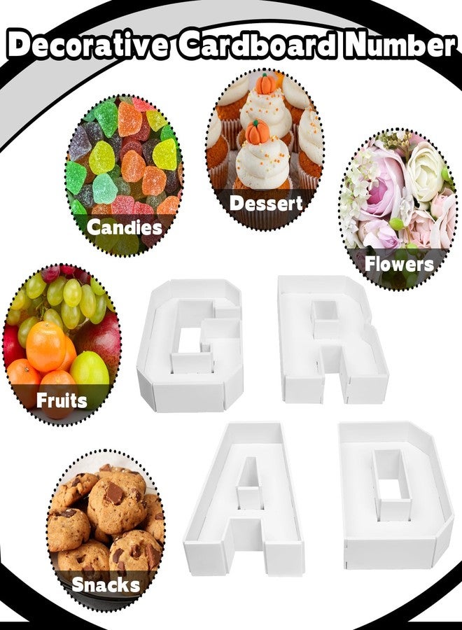 Denylo pro Grad Charcuterie Fillable Grad Cardboard Letter Snap on Splicing Box White Graduation Themed Fillable Foam Board Candy Snack Trays for Graduate Party Decorations Supplies - Image 3