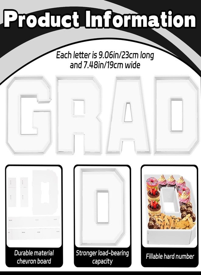 Denylo pro Grad Charcuterie Fillable Grad Cardboard Letter Snap on Splicing Box White Graduation Themed Fillable Foam Board Candy Snack Trays for Graduate Party Decorations Supplies - Image 2