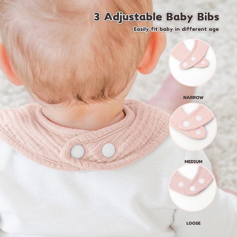 Susurration Muslin Baby Drool Bibs 6Pack Soft Square Adjustable Baby Bandana Bibs for Unisex Girls & Boys (Heart Print) - Image 5