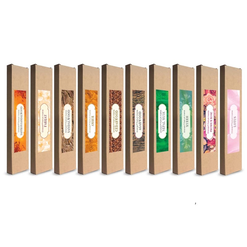 Chitshakti Trust Chitshakti Agarbatti Combo for Pooja Set of 10 Herbal Incense Sticks Assorted Fragrance Kesar Chandan Parijat Sandalwood Amber Cedarwood Agarwood Nepal Musk Myrrh Rose Lotus  - Image 1