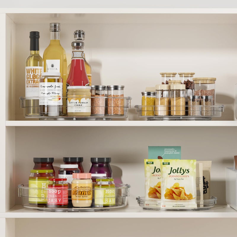 LAMU 3 Pack Lazy Susan Organizer Turntable for Cabinet, Pantry Organizers and Storage, Rotating Condiment Organizer for Kitchen, Table Top, Fridge, Countertop, Spice Organization, 9.25'' 10.6'' 12'' - Image 3