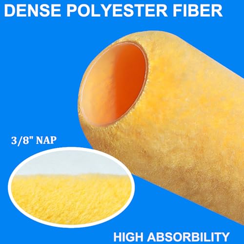 Greatandrew Great Andrew 18 PCS Paint Roller Covers 9 Inch, 3/8-Inch Nap Paint Roller Kit Dense Fibers for Painting Semi-Smooth Textured Surfaces Fit 9" Paint Roller Frame - Image 3