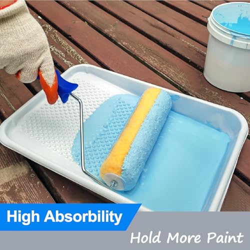 Greatandrew Great Andrew 18 PCS Paint Roller Covers 9 Inch, 3/8-Inch Nap Paint Roller Kit Dense Fibers for Painting Semi-Smooth Textured Surfaces Fit 9" Paint Roller Frame - Image 5