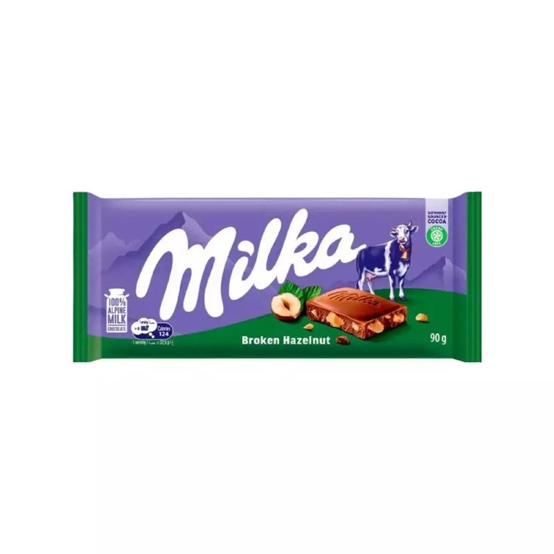 Milka Milk Chocolate With Broken Hazelnut Flavor- 90gms