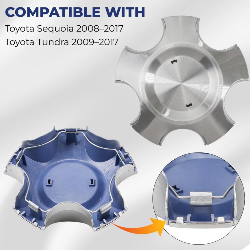 KH866 Wheel Center Hub Cap 42603-0C100 Fit for Toyota Tundra Limited 2009-2017 Sequoia 2008-2017 - 42603 0C010 Cover Rims Parts Accessories, 4Pcs - Image 3