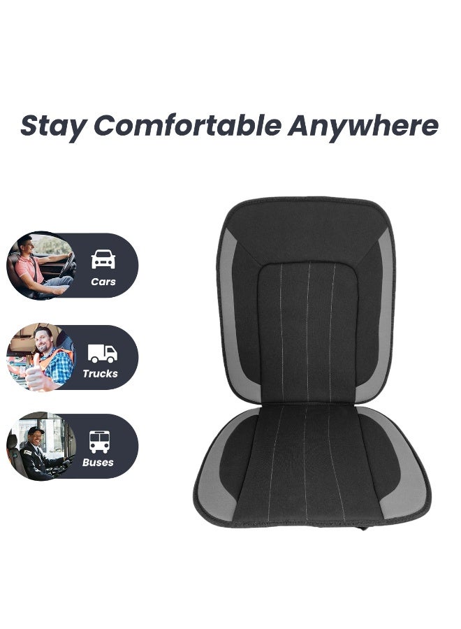 3XR Universal Car Seat Cushion with Back Support Full Back & Seat Cushion Pad Ergonomic Seat Support Cushion for Cars, Trucks and Buses Adjustable Elastic Strap and Clip Back Pain Relief and Posture Support Car Seat Cushion - Model 4905 - Image 2