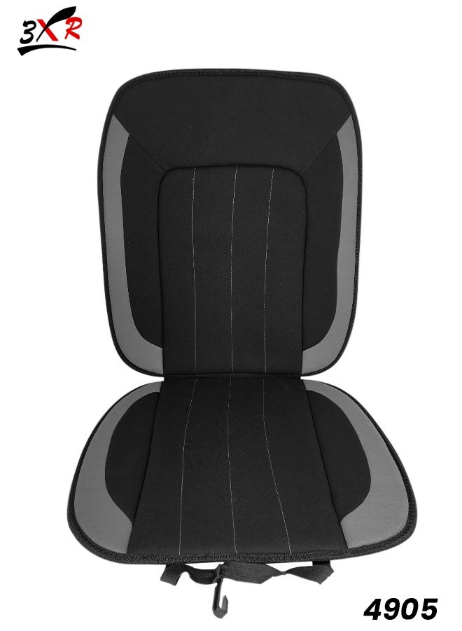 3XR Universal Car Seat Cushion with Back Support Full Back & Seat Cushion Pad Ergonomic Seat Support Cushion for Cars, Trucks and Buses Adjustable Elastic Strap and Clip Back Pain Relief and Posture Support Car Seat Cushion - Model 4905 - Image 1