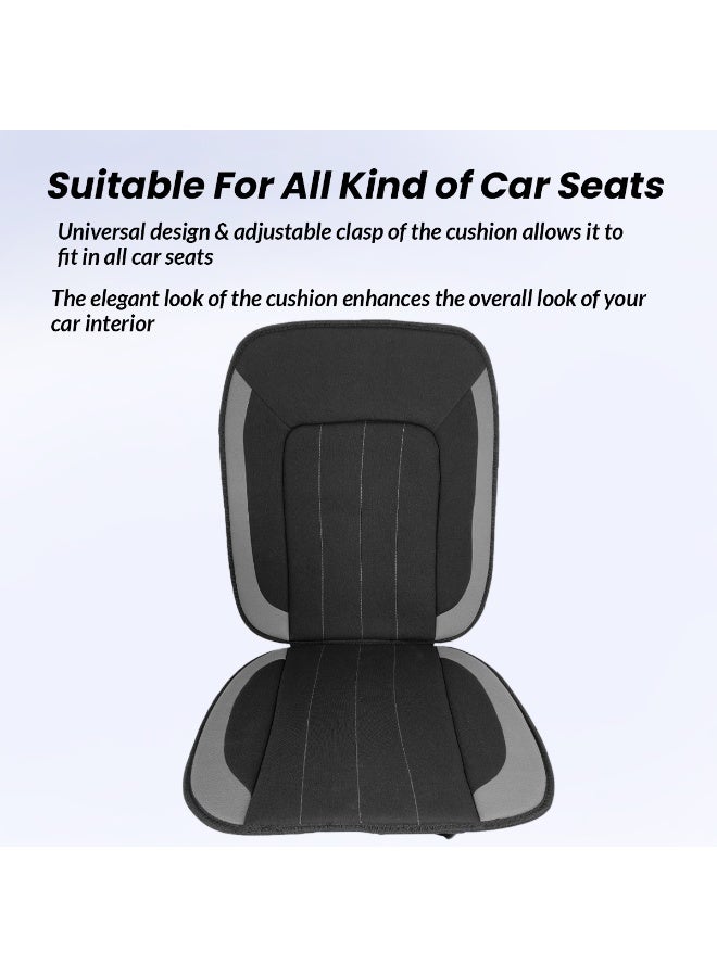 3XR Universal Car Seat Cushion with Back Support Full Back & Seat Cushion Pad Ergonomic Seat Support Cushion for Cars, Trucks and Buses Adjustable Elastic Strap and Clip Back Pain Relief and Posture Support Car Seat Cushion - Model 4905 - Image 3
