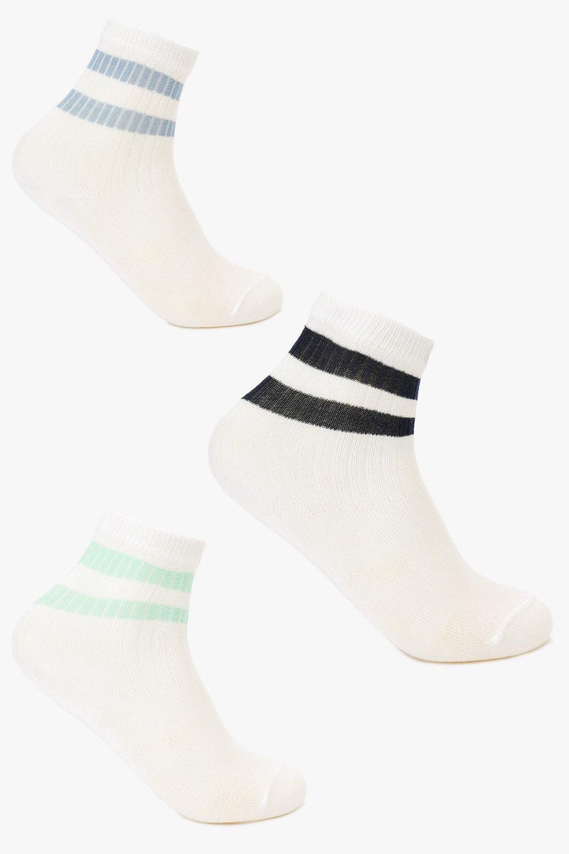 Carina Contrast Stripes Socks - 3 Pairs - Image 1