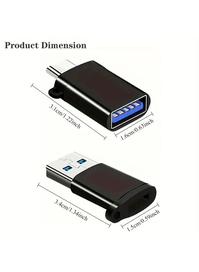 USB C to USB A Adapter 2PCS Fast Charging Data Transfer Converter ABS Material - Image 3