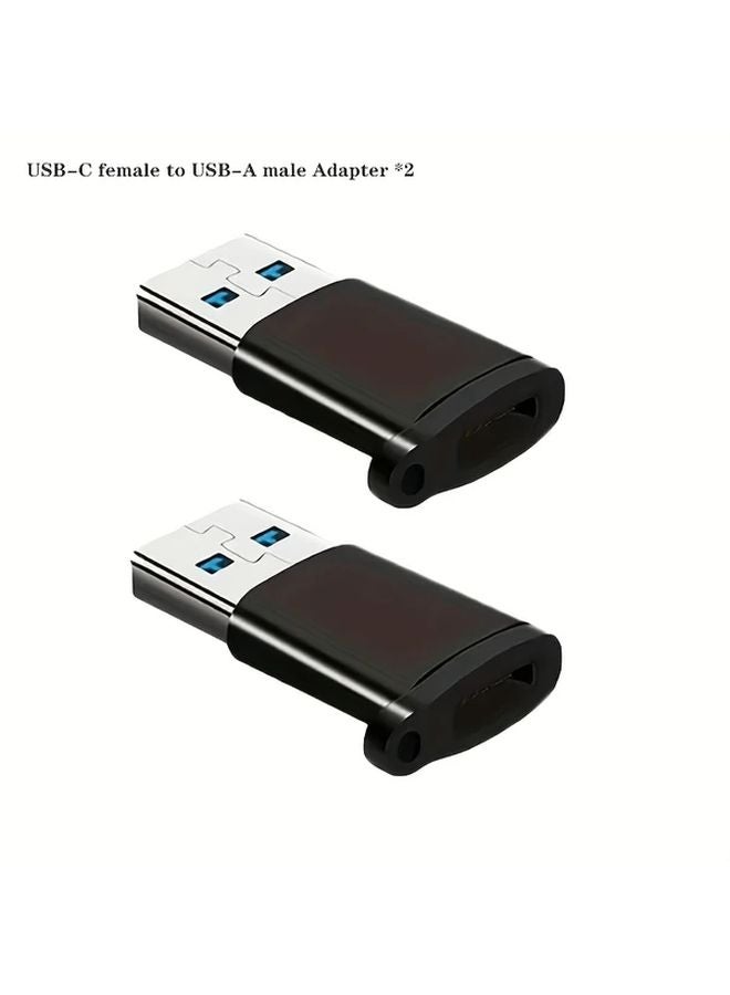 USB C to USB A Adapter 2PCS Fast Charging Data Transfer Converter ABS Material - Image 1