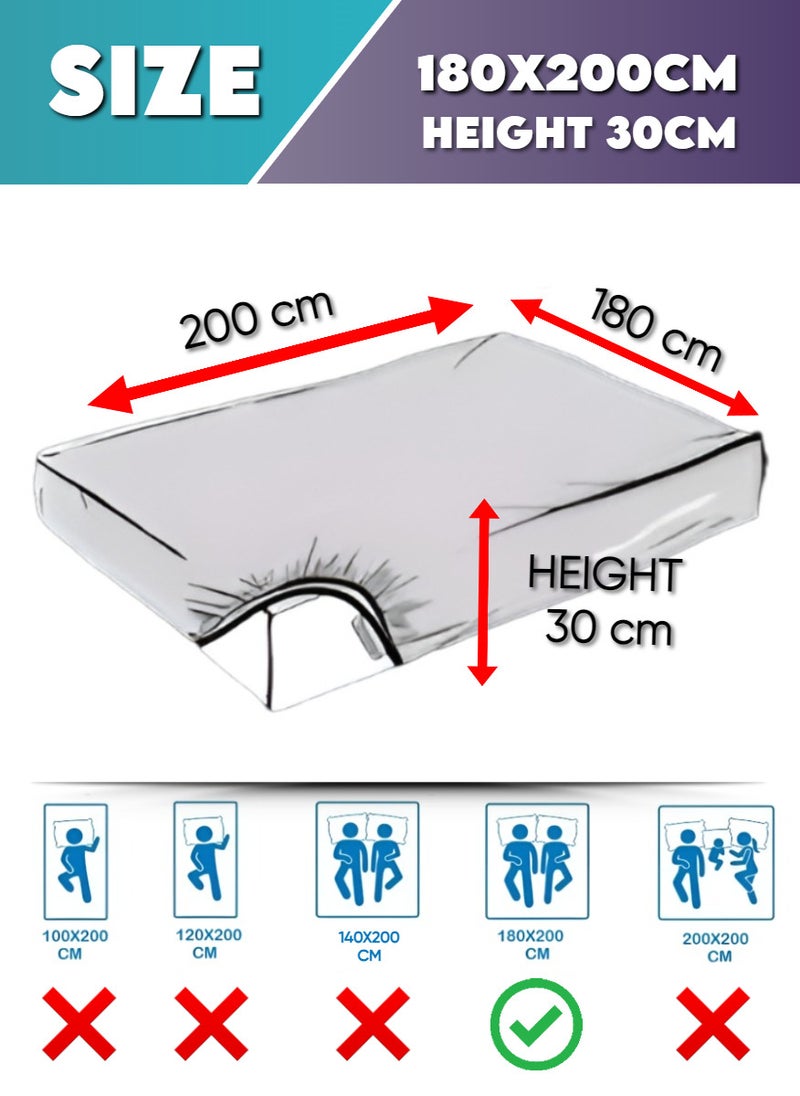 Blueberry Terry Waterproof Mattress Protector With Deep Pocket And All Around Elastics, 180X200+30cm, White - Image 2