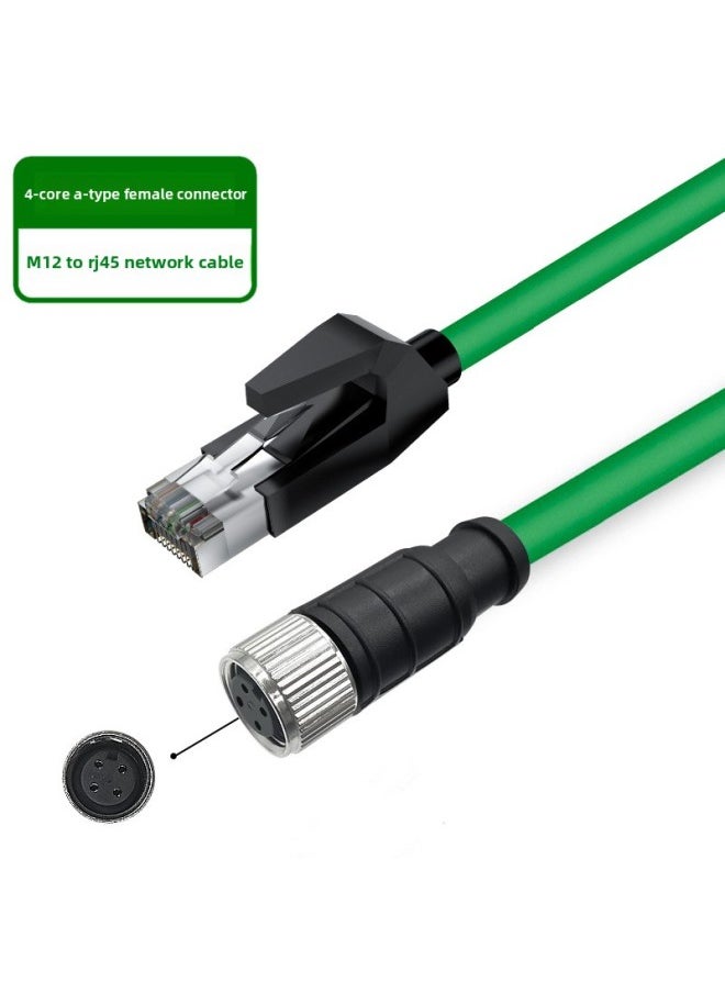 Generic M12 To RJ45 Industrial Network Cable 4-core 8-core DAX Type High-soft Camera Industrial Drag Chain Cable Shielding Bending Resistance-Color:[straight 4-core A-type Female Head—m12 To Rj45]-Line Length:1 M  - Image 1