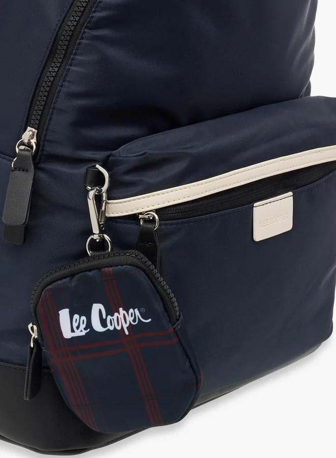 Lee Cooper Solid School Backpack and Zip Closure and Pouch - 31x15x41 cm