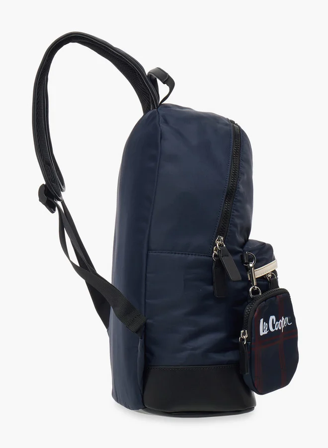 Lee Cooper Solid School Backpack and Zip Closure and Pouch - 31x15x41 cm