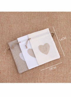 HomarKet 25-Piece Burlap Bags Drawstring Gift Bags with Heart Hessian Jute Jewelry Candy Pouches for Wedding Baby Shower Party Favors  - Image 2