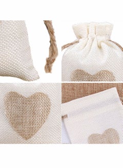 HomarKet 25-Piece Burlap Bags Drawstring Gift Bags with Heart Hessian Jute Jewelry Candy Pouches for Wedding Baby Shower Party Favors  - Image 3