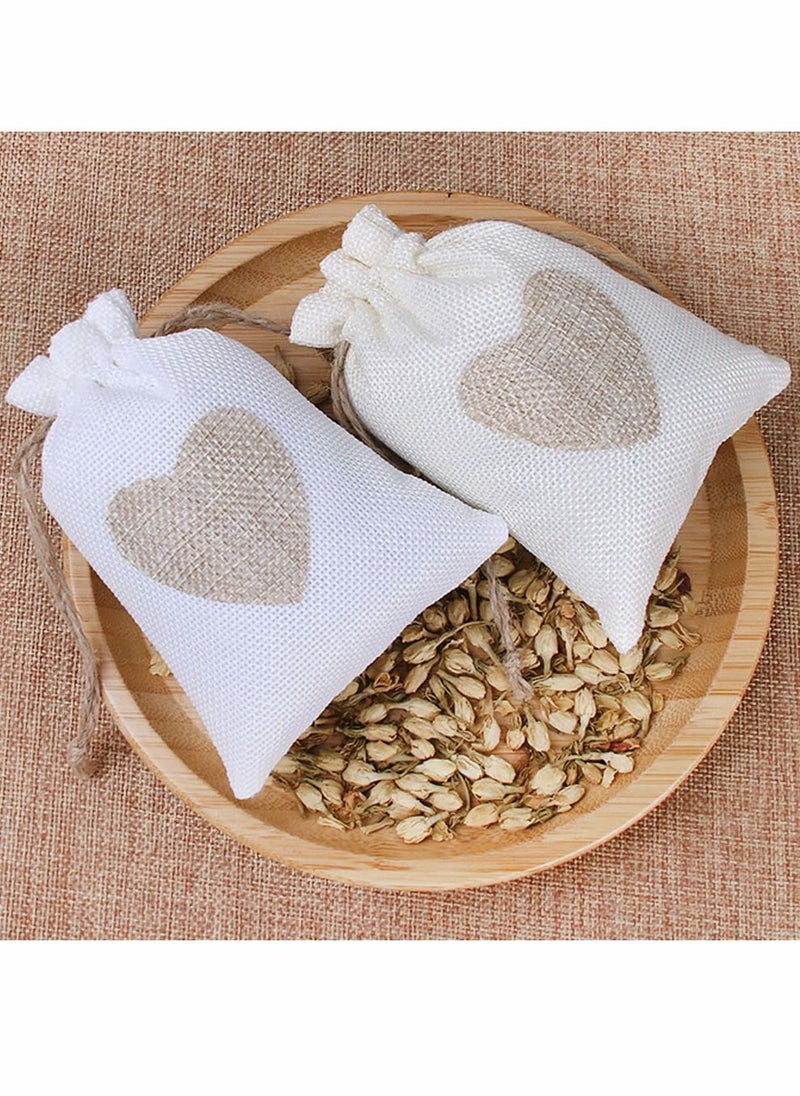 HomarKet 25-Piece Burlap Bags Drawstring Gift Bags with Heart Hessian Jute Jewelry Candy Pouches for Wedding Baby Shower Party Favors  - Image 4