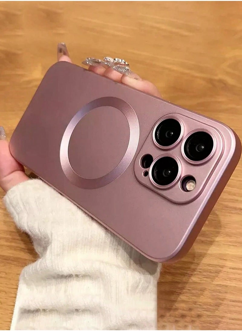 Digipace - Magnetic Case for iPhone 16promax,Hard Pc Back Soft Plating Frame Edge Slim Protective Phone Case (Pink) - Image 1