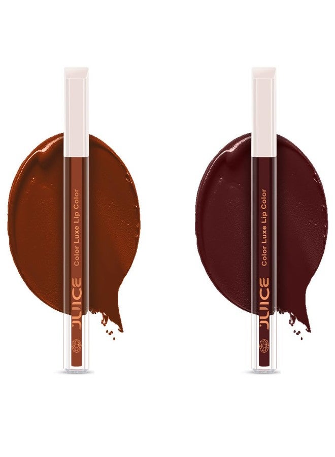 Juice Matte Luxe Lipstick - Vitamin E Enriched, Smudge-Free with Bio Retinol, Moisturizing Lock Technology, SPF 15, Long-Lasting Pack of 2 (Mocha Lust - M02 & Maroon Bliss - M08) - Image 1
