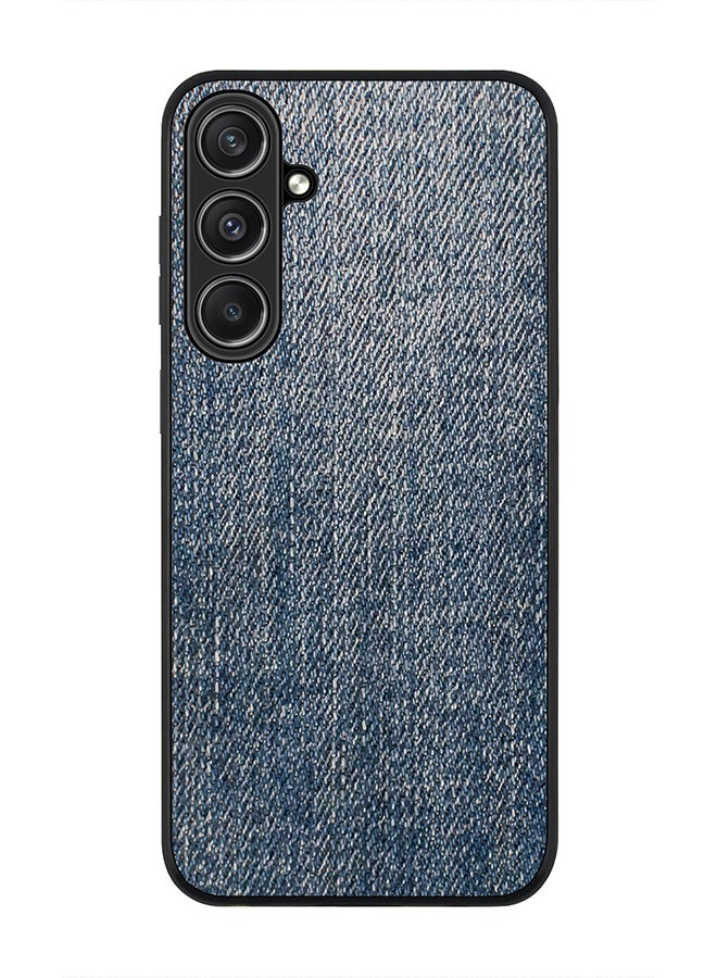 Stylizedd Rugged Black Edge case for Samsung Galaxy S23 FE, Custom Slim fit Flexible Anti Drop Thin Phone Case Cover - Dark Denim Print - Image 1