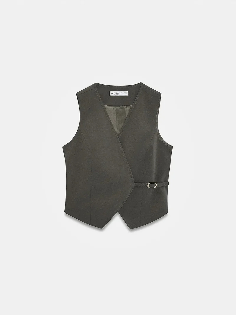 ديلفين DILVIN Belted Crepe Waistcoat