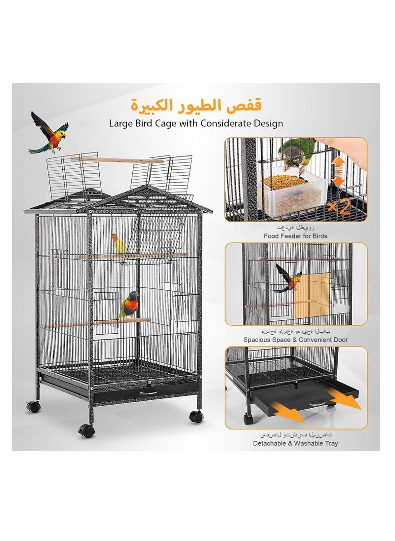 Bird Cage Large Parrot Birdcage Breeding Big Pigeon Villa Parakeet Macaw with Wheels Stand Perch for Small Medium Large Birds - pzsku/Z24673212D2A6B7FC49B3Z/45/_/1723000222/b654a886-0c2e-42cb-9586-1f452cc58393