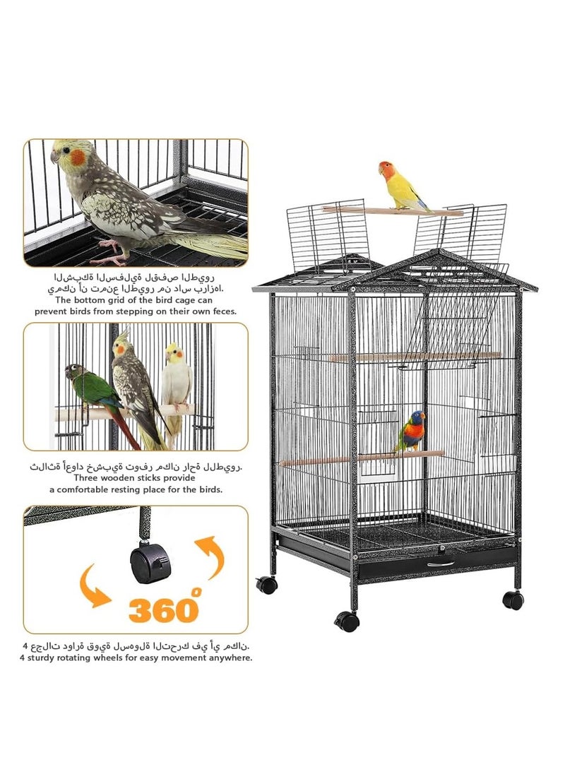 Bird Cage Large Parrot Birdcage Breeding Big Pigeon Villa Parakeet Macaw with Wheels Stand Perch for Small Medium Large Birds - pzsku/Z24673212D2A6B7FC49B3Z/45/_/1723000282/848e8f80-b864-4bb8-9e95-91cf4a2379ea