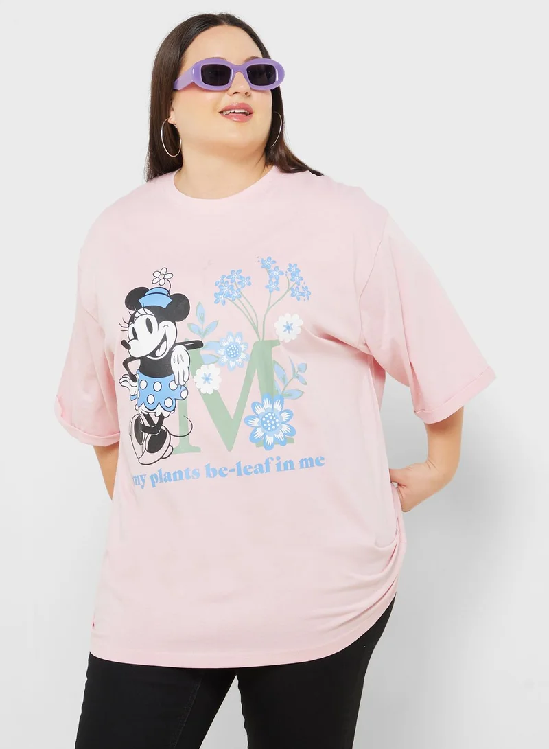 ديزني Minnie Plus Size Oversize Graphic T-Shirt