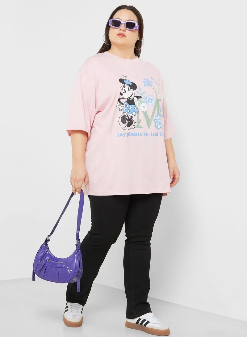 ديزني Minnie Plus Size Oversize Graphic T-Shirt
