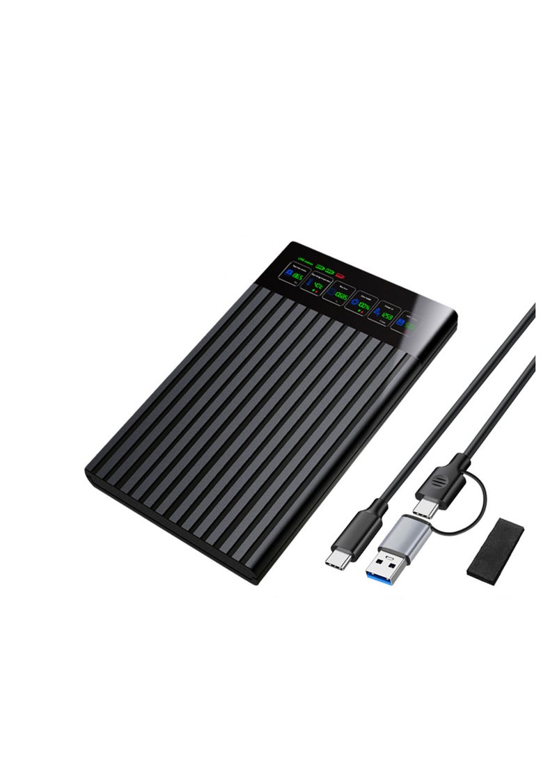 McDou Hard Drive Enclosure with Data Display, Transfer Alert, USB 3.0/3.1/3.2 to SATA III for 2.5 inch SSD/HDD 9.5mm/7mm External Hard Drive Enclosure, Compatible with Toshiba/Samsung/Microsoft,etc - Image 1