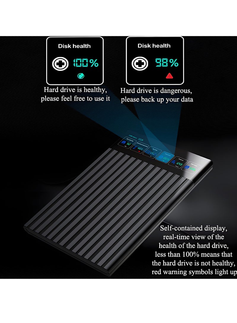 McDou Hard Drive Enclosure with Data Display, Transfer Alert, USB 3.0/3.1/3.2 to SATA III for 2.5 inch SSD/HDD 9.5mm/7mm External Hard Drive Enclosure, Compatible with Toshiba/Samsung/Microsoft,etc - Image 2