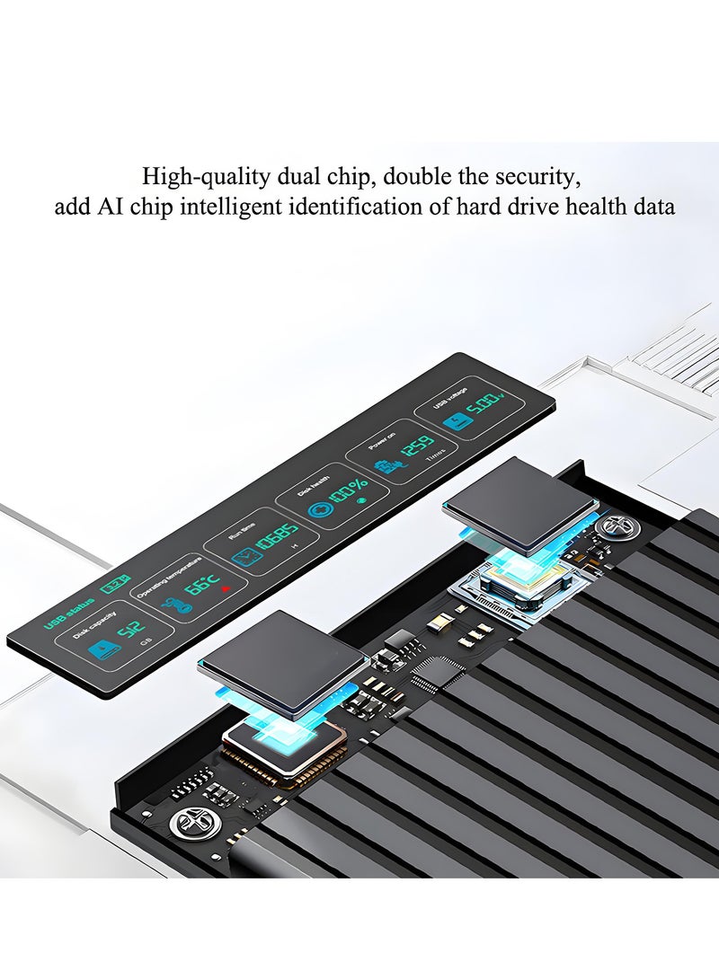 McDou Hard Drive Enclosure with Data Display, Transfer Alert, USB 3.0/3.1/3.2 to SATA III for 2.5 inch SSD/HDD 9.5mm/7mm External Hard Drive Enclosure, Compatible with Toshiba/Samsung/Microsoft,etc - Image 4