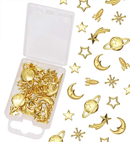 PENTA ANGEL Cosmos Themed Resin Fillers Charms Beads 42Pcs Star Moon Planet Filling Accessories for Epoxy Resin Craft Jewelry Making - Image 1