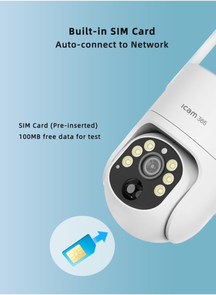 ICAM 365 3MP 4G LTE Solar Security Camera Outdoor, Dual Lens Dual View, AOV 24/7 Continuous Recording, 360° PTZ, AI Human Tracking, Color Night Vision, Wireless No WiFi (SIM & TF Card Not Included) - Image 5