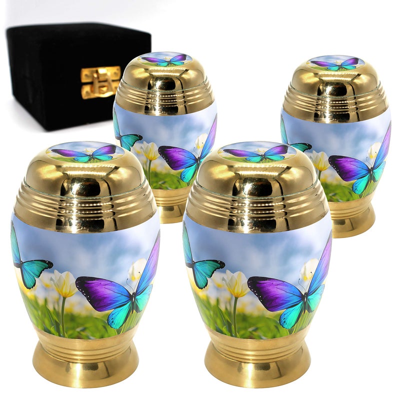 Commemorative Cremation Urns Butterfly Cremation Urns for Adult Ashes for Funeral Burial Columbarium or Home Cremation Urns for Human Ashes Adult Urns for Ashes Wild Butteflies Keepsake Set of 4 