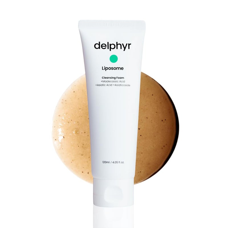 delphyr Liposome Daily Cleansing Foam Gentle Exfoliation for Sensitive Skin with Centella Asiatica TECA Deep Pore Makeup Cleanser Korean Skincare for Trouble Care 405 fl oz 120ml