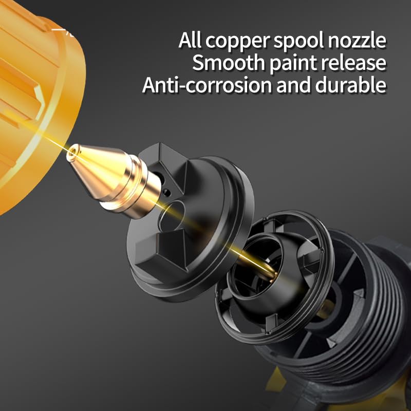 ZHUITU Paint Sprayer 1000W HVLP Electric Spray Paint Gun with 6 Copper Nozzles and 3 Spray Patterns 1200ML High Capacity Container for Furniture, Fences, Walls, Garage Doors (Yellow) - Image 3