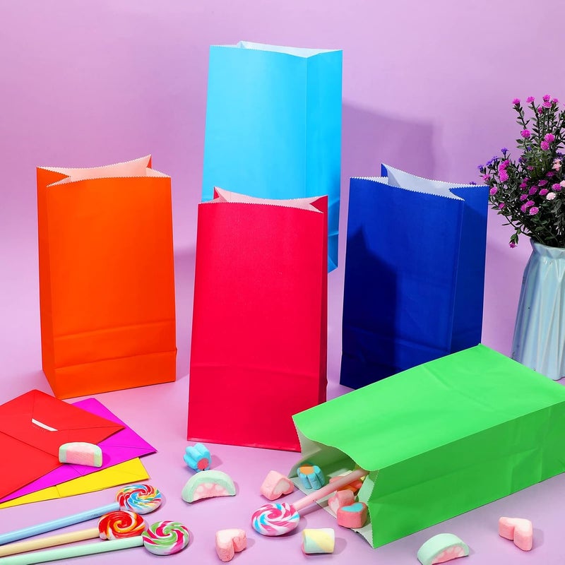 Zhehao 120 Pcs Solid Color Party Favor Wrapped Treat Bags 12 Colors Small Goodie Gift Paper Candy Bags for Birthday Baby Shower Wedding Crafts and Activities 51 x 31 x 94 Inch - Image 4