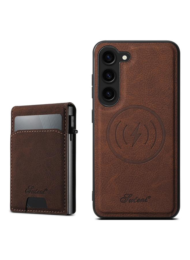 Suteni Case For Samsung Galaxy S22+ 5G H19 Litchi Texture 2-in-1 MagSafe Removable Card Case Back Phone Case - Image 1