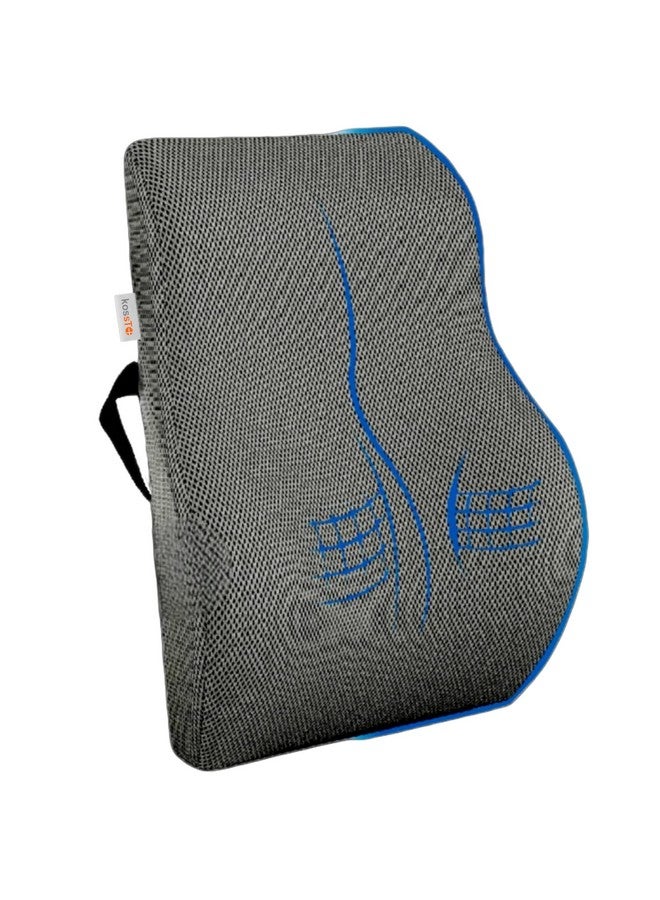 kossto Orthopedic Back Brace Memory Foam Lumbar Support Backrest for Upper, Middle & Lower Back Pain Compatible with Car, Office Chair Having Mesh Cover, Adjustable Strap (Grey) - Image 1