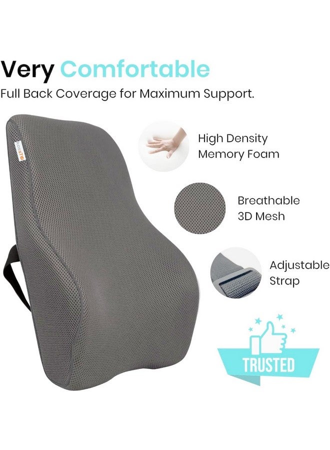 kossto Orthopedic Back Brace Memory Foam Lumbar Support Backrest for Upper, Middle & Lower Back Pain Compatible with Car, Office Chair Having Mesh Cover, Adjustable Strap (Grey) - Image 3