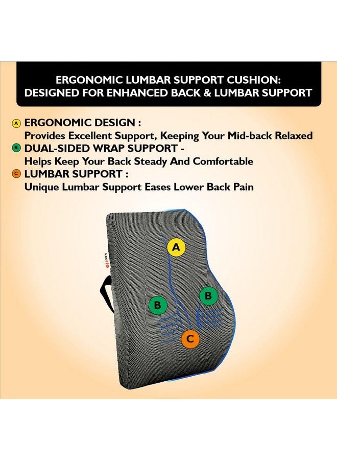 kossto Orthopedic Back Brace Memory Foam Lumbar Support Backrest for Upper, Middle & Lower Back Pain Compatible with Car, Office Chair Having Mesh Cover, Adjustable Strap (Grey) - Image 4