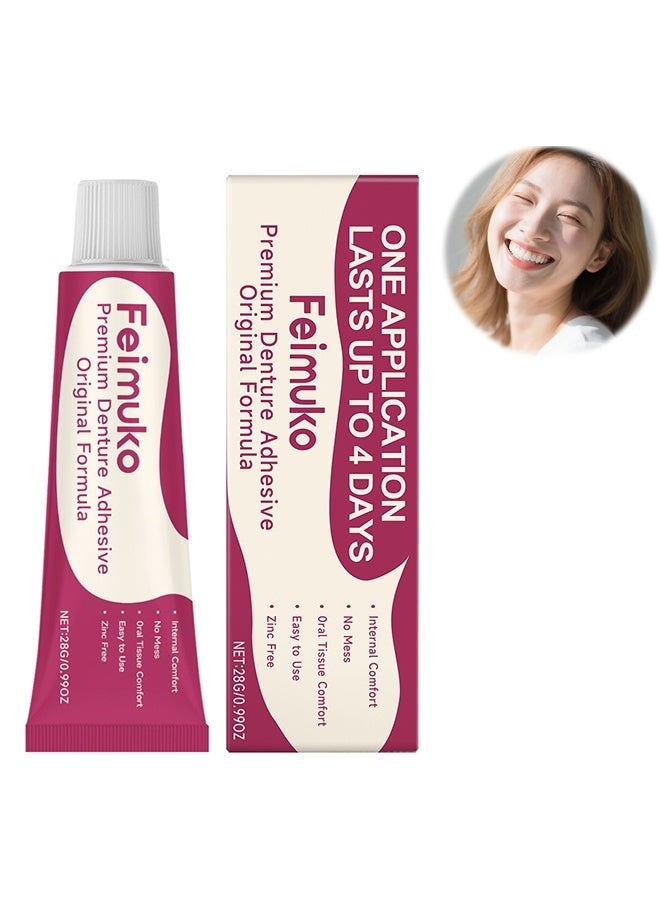 Feimuko Premium Denture Adhesive Original Formula 28g, Comfortable and Snug Fit, Permanent Shaping, Daily Teeth Care - Image 1