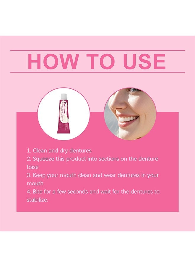 Feimuko Premium Denture Adhesive Original Formula 28g, Comfortable and Snug Fit, Permanent Shaping, Daily Teeth Care - Image 4