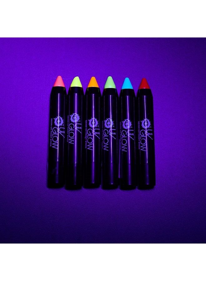 UV Glow قلم طلاء نيون UV / قلم وجه وجسم - منتج أصلي وحقيقي يتلألأ تحت الأضواء السوداء! (مجموعة من 6) - Image 4