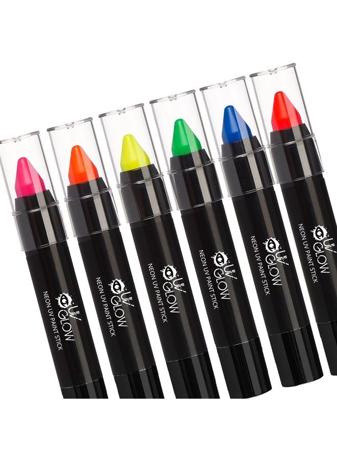 UV Glow قلم طلاء نيون UV / قلم وجه وجسم - منتج أصلي وحقيقي يتلألأ تحت الأضواء السوداء! (مجموعة من 6) - Image 1